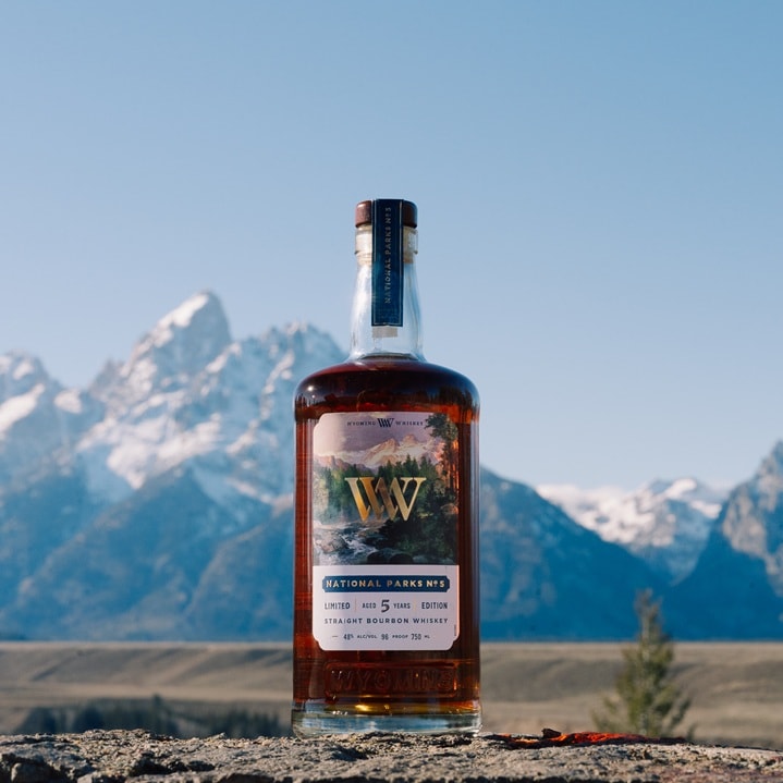 Wyoming Whiskey Small Batch Bourbon bottle in a lifestyle setting